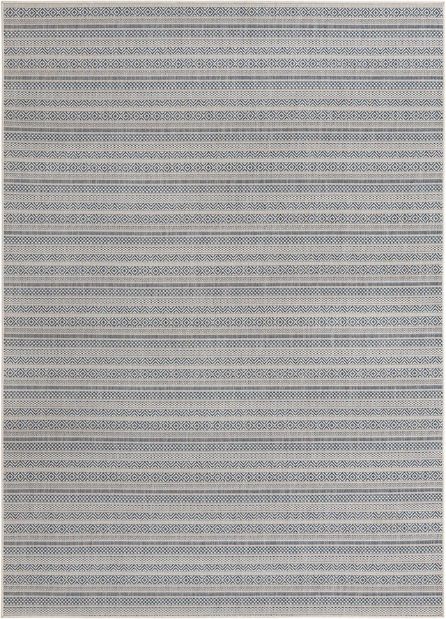 Light Blue 7' 10 x 11' Outdoor Striped Rectangle Area Rug Weather Resistant for Patio, Deck, Terrace, Balcony, Porch Geometric Pattern Waterproof Carpet for Sale at Rug Engine