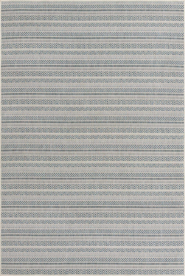 Light Blue 6' 1 x 9' Outdoor Striped Rectangle Area Rug Weather Resistant for Patio, Deck, Terrace, Balcony, Porch Geometric Pattern Waterproof Carpet for Sale at Rug Engine