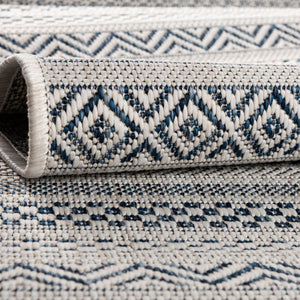 Light Blue 6' 1 x 9' Outdoor Striped Rectangle Area Rug Weather Resistant for Patio, Deck, Terrace, Balcony, Porch Geometric Pattern Waterproof Carpet for Sale at Rug Engine