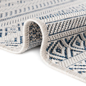 Light Blue 6' 1 x 9' Outdoor Striped Rectangle Area Rug Weather Resistant for Patio, Deck, Terrace, Balcony, Porch Geometric Pattern Waterproof Carpet for Sale at Rug Engine
