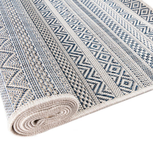 Light Blue 4' 1 x 6' 1 Outdoor Striped Rectangle Area Rug Weather Resistant for Patio, Deck, Terrace, Balcony, Porch Geometric Pattern Waterproof Carpet for Sale at Rug Engine