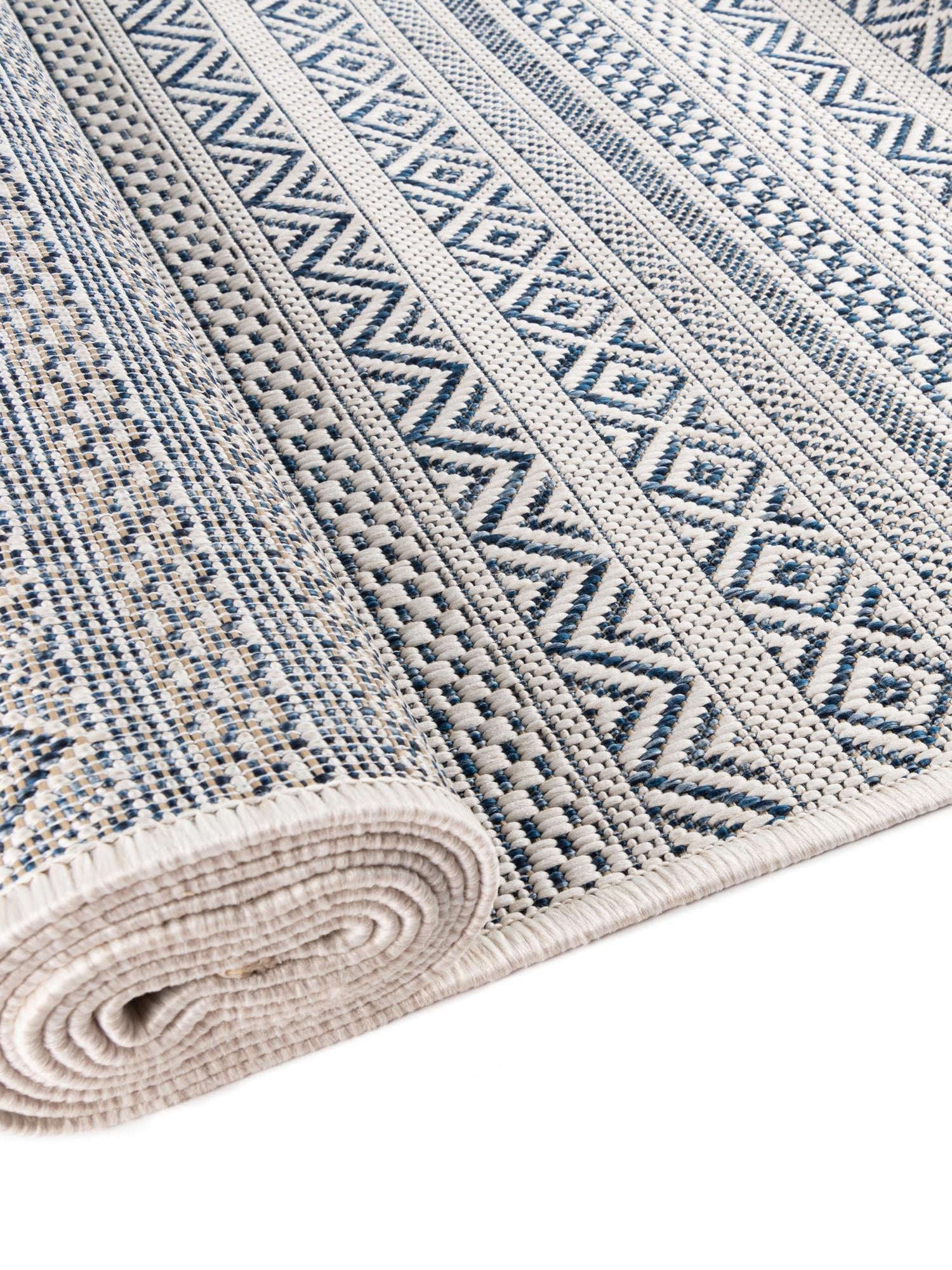 Light Blue 6' 1 x 9' Outdoor Striped Rectangle Area Rug Weather Resistant for Patio, Deck, Terrace, Balcony, Porch Geometric Pattern Waterproof Carpet for Sale at Rug Engine