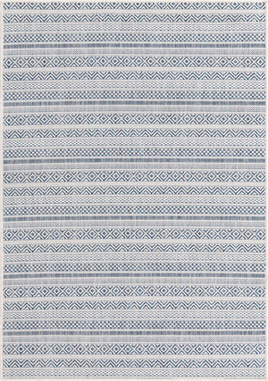 Light Blue 4' 1 x 6' 1 Outdoor Striped Rectangle Area Rug Weather Resistant for Patio, Deck, Terrace, Balcony, Porch Geometric Pattern Waterproof Carpet for Sale at Rug Engine