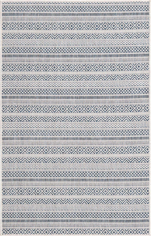 Light Blue 3' 1 x 5' 3 Outdoor Striped Rectangle Area Rug Weather Resistant for Patio, Deck, Terrace, Balcony, Porch Geometric Pattern Waterproof Carpet for Sale at Rug Engine