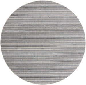 Light Blue 10' x 10' Outdoor Striped Round Area Rug Weather Resistant for Patio, Deck, Terrace, Balcony, Porch Geometric Pattern Waterproof Carpet for Sale at Rug Engine