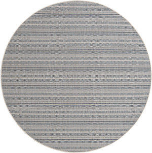 Light Blue 7' 10 x 7' 10 Outdoor Striped Round Area Rug Weather Resistant for Patio, Deck, Terrace, Balcony, Porch Geometric Pattern Waterproof Carpet for Sale at Rug Engine
