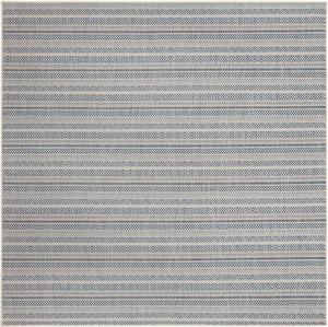 Light Blue 7' 10 x 7' 10 Outdoor Striped Square Area Rug Weather Resistant for Patio, Deck, Terrace, Balcony, Porch Geometric Pattern Waterproof Carpet for Sale at Rug Engine