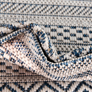 Light Blue 7' 10 x 7' 10 Outdoor Striped Square Area Rug Weather Resistant for Patio, Deck, Terrace, Balcony, Porch Geometric Pattern Waterproof Carpet for Sale at Rug Engine
