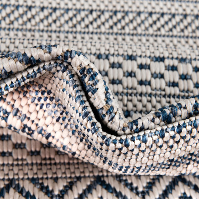 Light Blue 7' 10 x 7' 10 Outdoor Striped Square Area Rug Weather Resistant for Patio, Deck, Terrace, Balcony, Porch Geometric Pattern Waterproof Carpet for Sale at Rug Engine