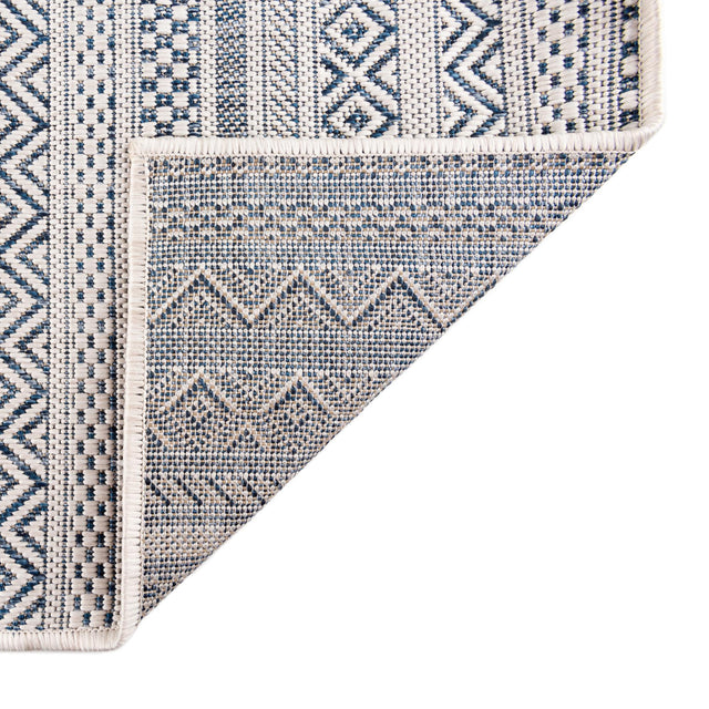 Light Blue 7' 10 x 7' 10 Outdoor Striped Square Area Rug Weather Resistant for Patio, Deck, Terrace, Balcony, Porch Geometric Pattern Waterproof Carpet for Sale at Rug Engine