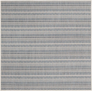 Light Blue 5' 3 x 5' 3 Outdoor Striped Square Area Rug Weather Resistant for Patio, Deck, Terrace, Balcony, Porch Geometric Pattern Waterproof Carpet for Sale at Rug Engine