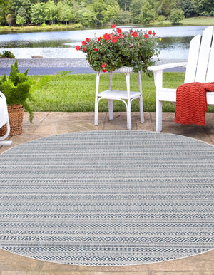 Light Blue 7' 10 x 10' Outdoor Striped Oval Area Rug Weather Resistant for Patio, Deck, Terrace, Balcony, Porch Geometric Pattern Waterproof Carpet for Sale at Rug Engine
