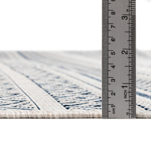 Light Blue 7' 10 x 10' Outdoor Striped Oval Area Rug Weather Resistant for Patio, Deck, Terrace, Balcony, Porch Geometric Pattern Waterproof Carpet for Sale at Rug Engine