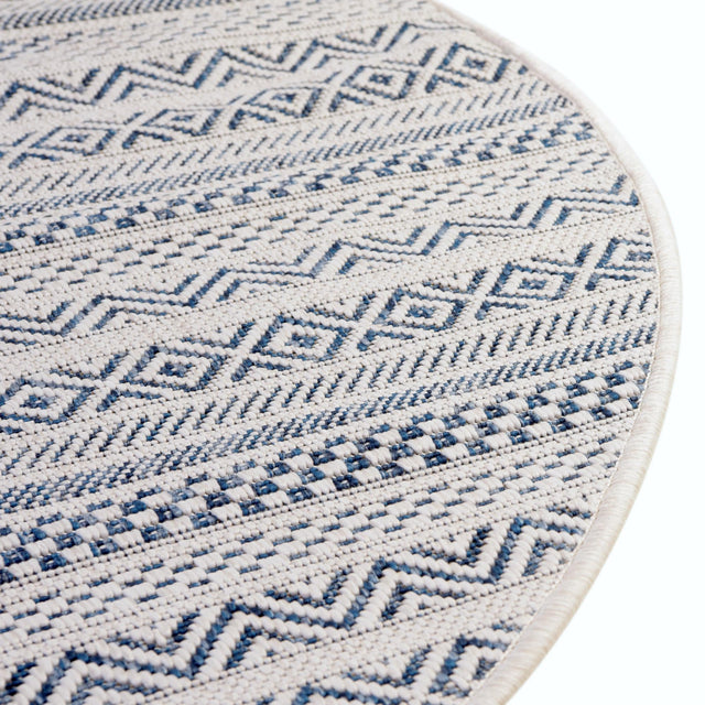Light Blue 7' 10 x 10' Outdoor Striped Oval Area Rug Weather Resistant for Patio, Deck, Terrace, Balcony, Porch Geometric Pattern Waterproof Carpet for Sale at Rug Engine