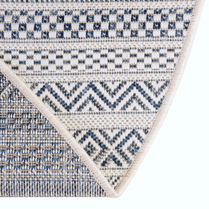 Light Blue 7' 10 x 10' Outdoor Striped Oval Area Rug Weather Resistant for Patio, Deck, Terrace, Balcony, Porch Geometric Pattern Waterproof Carpet for Sale at Rug Engine