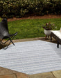 Light Blue 7' 10 x 7' 10 Outdoor Striped Octagon Area Rug Weather Resistant for Patio, Deck, Terrace, Balcony, Porch Geometric Pattern Waterproof Carpet for Sale at Rug Engine