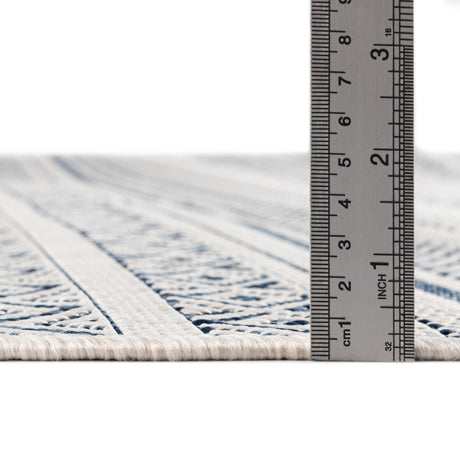 Light Blue 5' 3 x 5' 3 Outdoor Striped Octagon Area Rug Weather Resistant for Patio, Deck, Terrace, Balcony, Porch Geometric Pattern Waterproof Carpet for Sale at Rug Engine