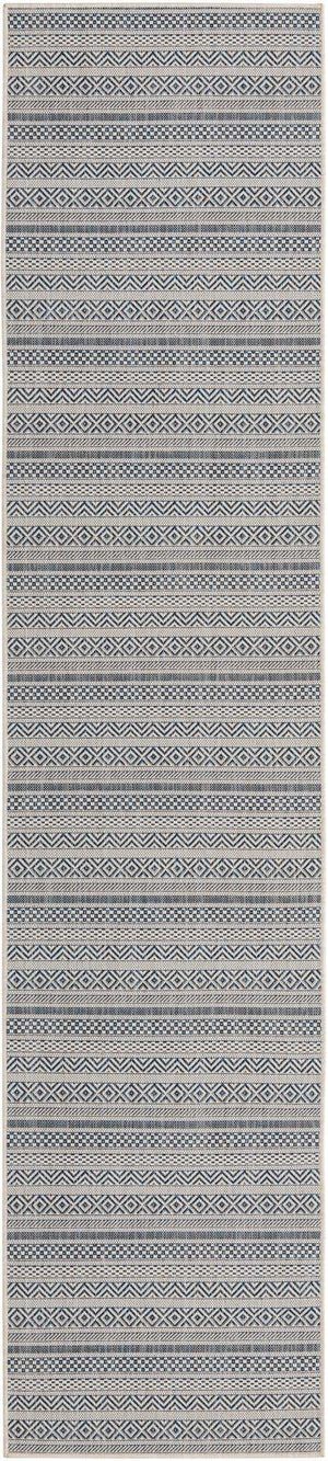 Light Blue 2' 7 x 12' Outdoor Striped Runner Area Rug Weather Resistant for Patio, Deck, Terrace, Balcony, Porch Geometric Pattern Waterproof Carpet for Sale at Rug Engine