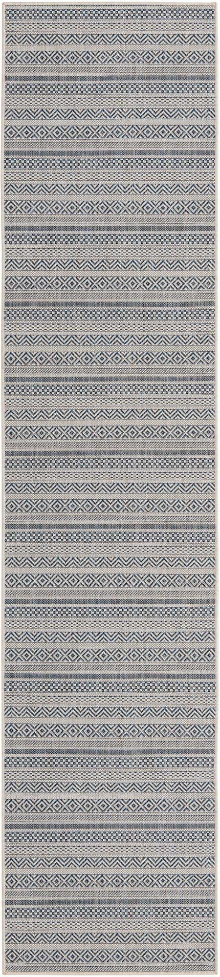 Light Blue 2' 7 x 12' Outdoor Striped Runner Area Rug Weather Resistant for Patio, Deck, Terrace, Balcony, Porch Geometric Pattern Waterproof Carpet for Sale at Rug Engine