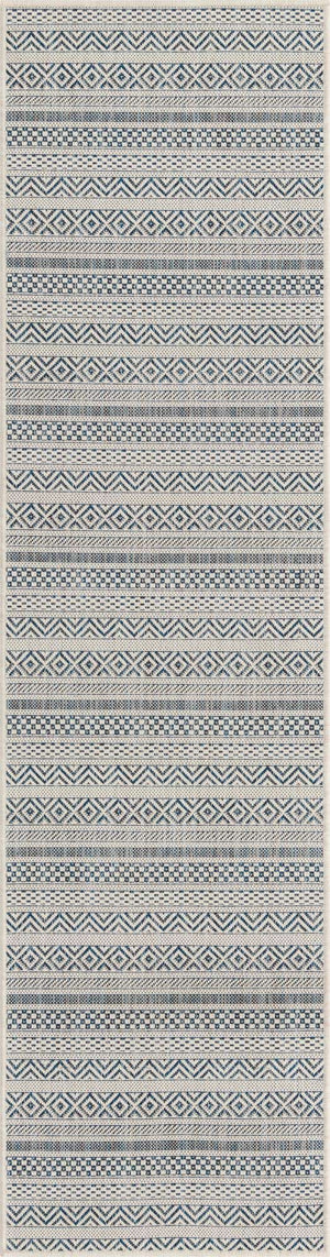 Light Blue 2' x 8' Outdoor Striped Runner Area Rug Weather Resistant for Patio, Deck, Terrace, Balcony, Porch Geometric Pattern Waterproof Carpet for Sale at Rug Engine