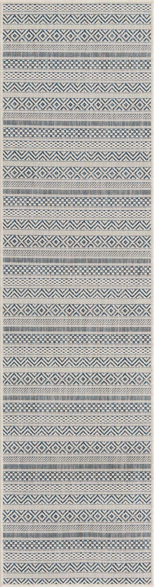 Light Blue 2' x 8' Outdoor Striped Runner Area Rug Weather Resistant for Patio, Deck, Terrace, Balcony, Porch Geometric Pattern Waterproof Carpet for Sale at Rug Engine