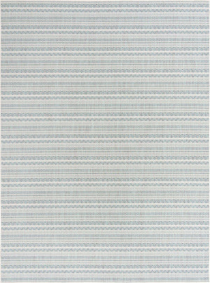 Teal 9' x 12' Outdoor Striped Rectangle Area Rug Weather Resistant for Patio, Deck, Terrace, Balcony, Porch Geometric Pattern Waterproof Carpet for Sale at Rug Engine