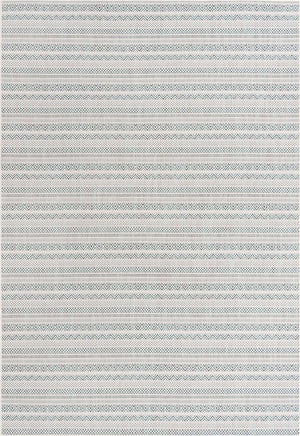 Teal 7' 1 x 10' Outdoor Striped Rectangle Area Rug Weather Resistant for Patio, Deck, Terrace, Balcony, Porch Geometric Pattern Waterproof Carpet for Sale at Rug Engine