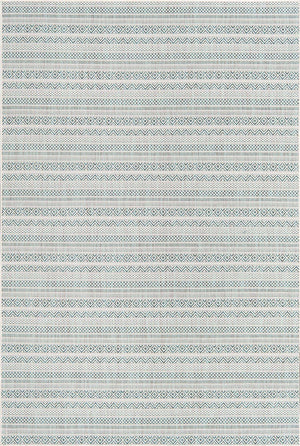 Teal 6' 1 x 9' Outdoor Striped Rectangle Area Rug Weather Resistant for Patio, Deck, Terrace, Balcony, Porch Geometric Pattern Waterproof Carpet for Sale at Rug Engine