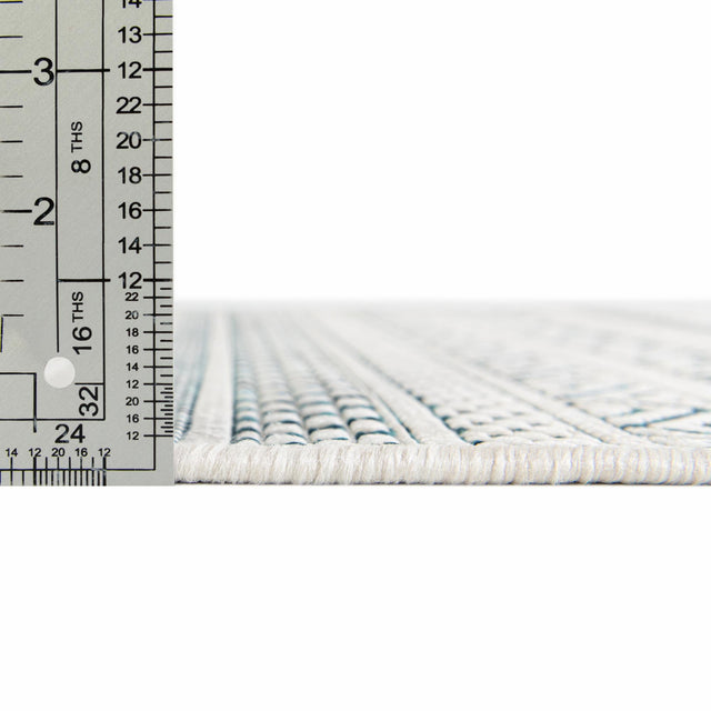 Teal 10' x 13' 1 Outdoor Striped Rectangle Rug