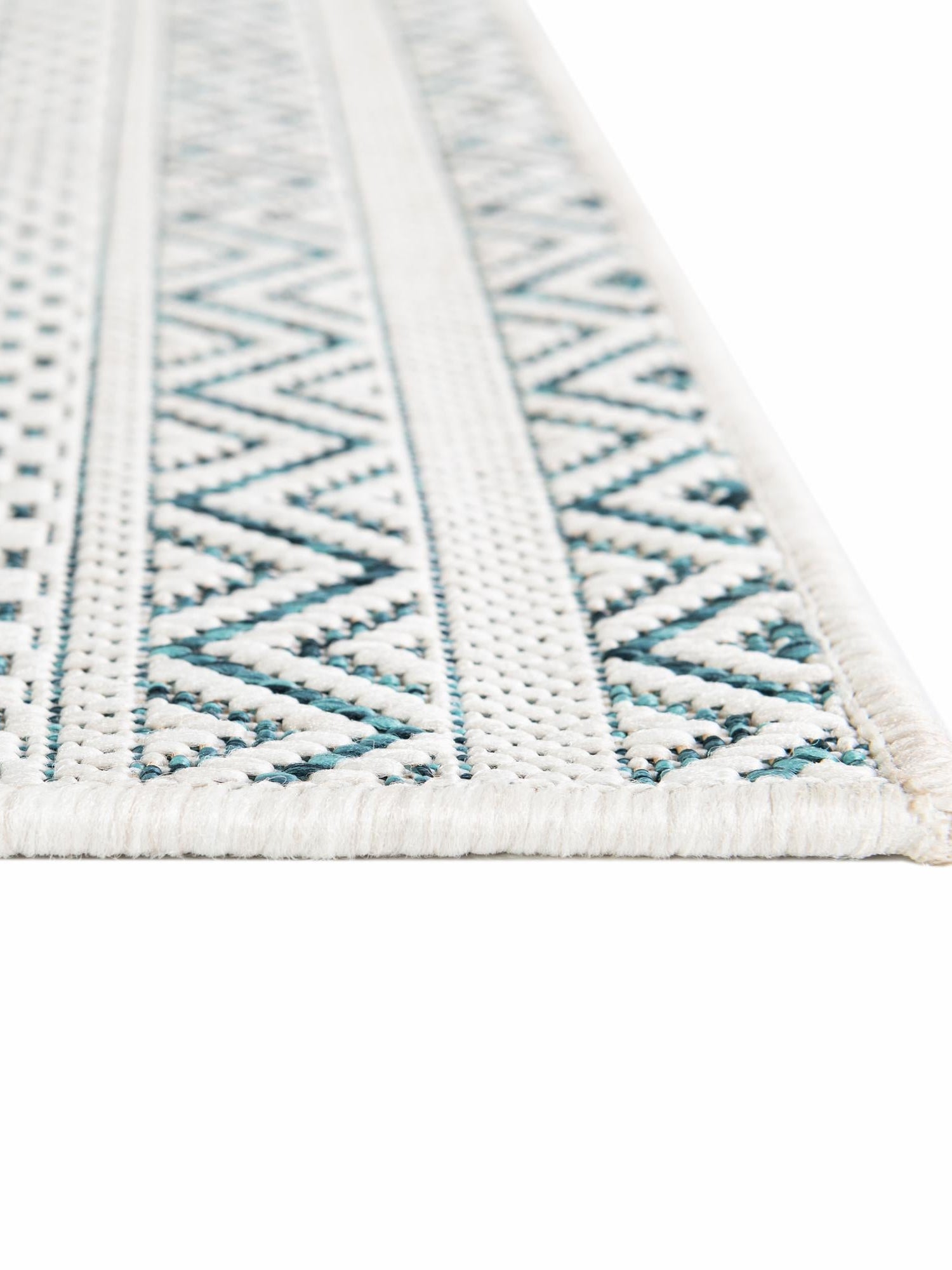 Teal 7' 10 x 11' Outdoor Striped Rectangle Area Rug Weather Resistant for Patio, Deck, Terrace, Balcony, Porch Geometric Pattern Waterproof Carpet for Sale at Rug Engine