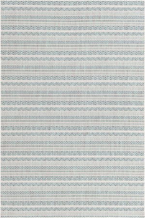 Teal 5' 3 x 8' Outdoor Striped Rectangle Area Rug Weather Resistant for Patio, Deck, Terrace, Balcony, Porch Geometric Pattern Waterproof Carpet for Sale at Rug Engine