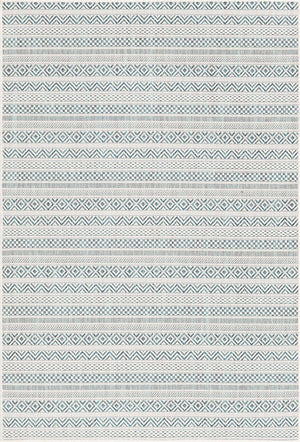 Teal 4' 1 x 6' 1 Outdoor Striped Rectangle Rug