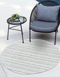 Teal 5' 3 x 5' 3 Outdoor Striped Round Area Rug Weather Resistant for Patio, Deck, Terrace, Balcony, Porch Geometric Pattern Waterproof Carpet for Sale at Rug Engine