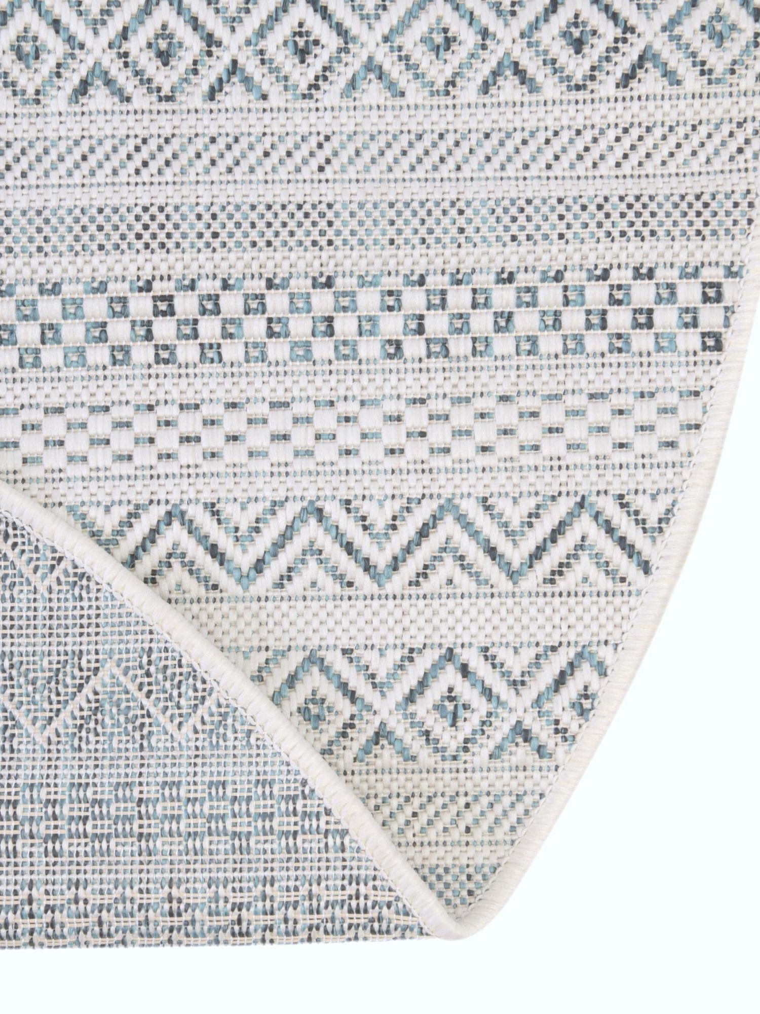 Teal 4' 1 x 4' 1 Outdoor Striped Round Area Rug Weather Resistant for Patio, Deck, Terrace, Balcony, Porch Geometric Pattern Waterproof Carpet for Sale at Rug Engine