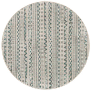 Teal 4' 1 x 4' 1 Outdoor Striped Round Area Rug Weather Resistant for Patio, Deck, Terrace, Balcony, Porch Geometric Pattern Waterproof Carpet for Sale at Rug Engine
