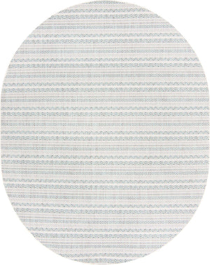 Teal 7' 10 x 10' Outdoor Striped Oval Area Rug Weather Resistant for Patio, Deck, Terrace, Balcony, Porch Geometric Pattern Waterproof Carpet for Sale at Rug Engine
