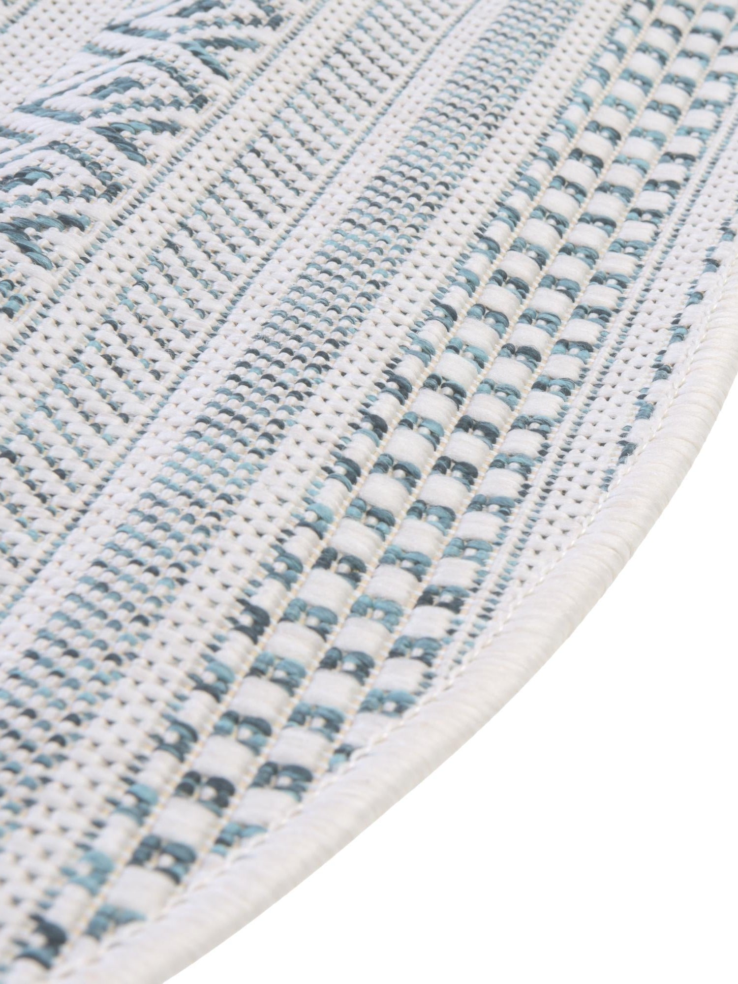 Teal 7' 10 x 10' Outdoor Striped Oval Area Rug Weather Resistant for Patio, Deck, Terrace, Balcony, Porch Geometric Pattern Waterproof Carpet for Sale at Rug Engine