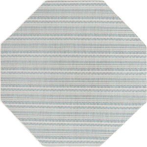 Teal 7' 10 x 7' 10 Outdoor Striped Octagon Area Rug Weather Resistant for Patio, Deck, Terrace, Balcony, Porch Geometric Pattern Waterproof Carpet for Sale at Rug Engine