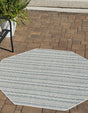 Teal 7' 10 x 7' 10 Outdoor Striped Octagon Area Rug Weather Resistant for Patio, Deck, Terrace, Balcony, Porch Geometric Pattern Waterproof Carpet for Sale at Rug Engine