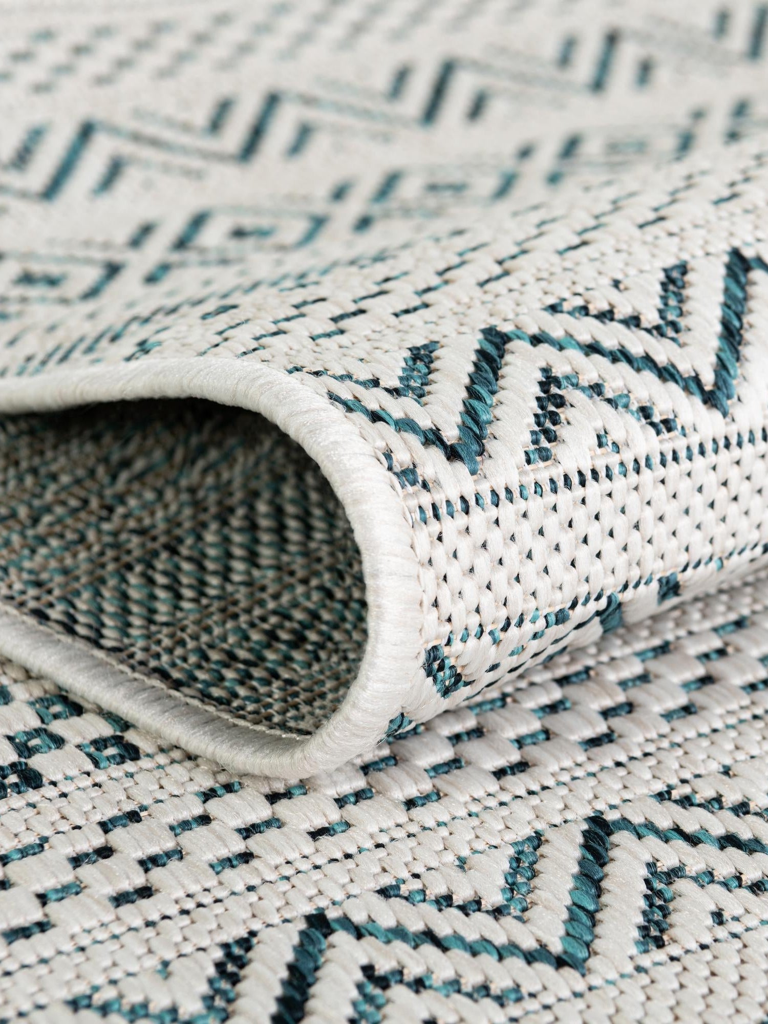 Teal 7' 10 x 7' 10 Outdoor Striped Octagon Area Rug Weather Resistant for Patio, Deck, Terrace, Balcony, Porch Geometric Pattern Waterproof Carpet for Sale at Rug Engine