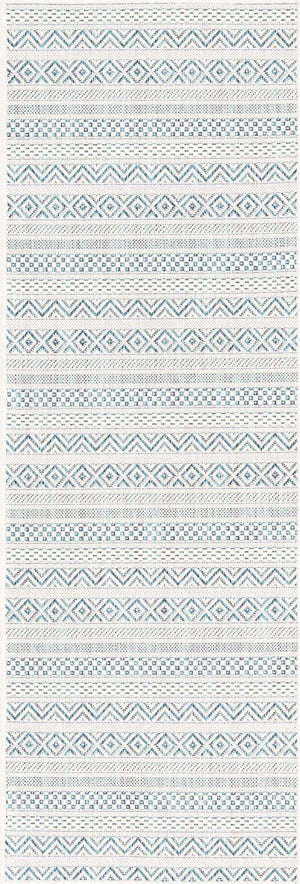 Teal 2' x 6' 1 Outdoor Striped Runner Area Rug Weather Resistant for Patio, Deck, Terrace, Balcony, Porch Geometric Pattern Waterproof Carpet for Sale at Rug Engine