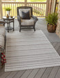Beige 7' 10 x 11' Outdoor Striped Rectangle Area Rug Weather Resistant for Patio, Deck, Terrace, Balcony, Porch Geometric Pattern Waterproof Carpet for Sale at Rug Engine