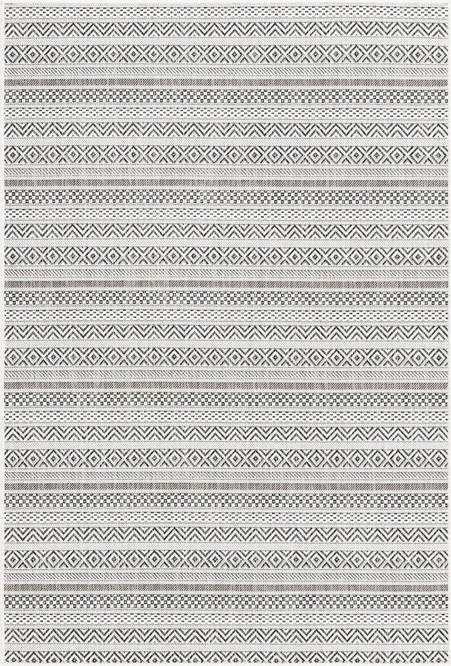 Beige 4' 1 x 6' 1 Outdoor Striped Rectangle Area Rug Weather Resistant for Patio, Deck, Terrace, Balcony, Porch Geometric Pattern Waterproof Carpet for Sale at Rug Engine