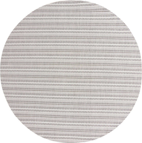 Beige 10' x 10' Outdoor Striped Round Rug