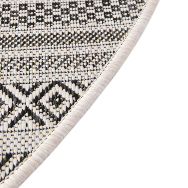 Beige 8' x 8' Outdoor Striped Round Rug
