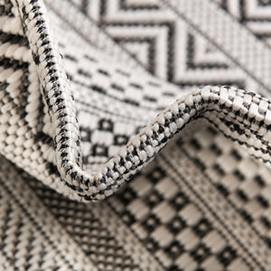 Beige 8' x 8' Outdoor Striped Round Rug