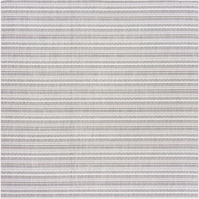 Beige 10' x 10' Outdoor Striped Square Area Rug Weather Resistant for Patio, Deck, Terrace, Balcony, Porch Geometric Pattern Waterproof Carpet for Sale at Rug Engine