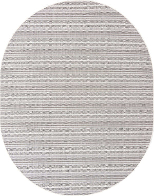 Beige 7' 10 x 10' Outdoor Striped Oval Area Rug Weather Resistant for Patio, Deck, Terrace, Balcony, Porch Geometric Pattern Waterproof Carpet for Sale at Rug Engine