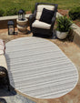 Beige 3' 1 x 5' 3 Outdoor Striped Oval Area Rug Weather Resistant for Patio, Deck, Terrace, Balcony, Porch Geometric Pattern Waterproof Carpet for Sale at Rug Engine