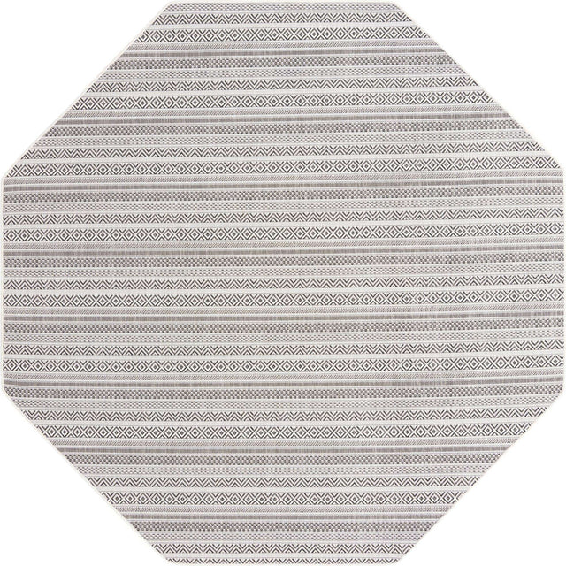 Beige 7' 10 x 7' 10 Outdoor Striped Octagon Area Rug Weather Resistant for Patio, Deck, Terrace, Balcony, Porch Geometric Pattern Waterproof Carpet for Sale at Rug Engine